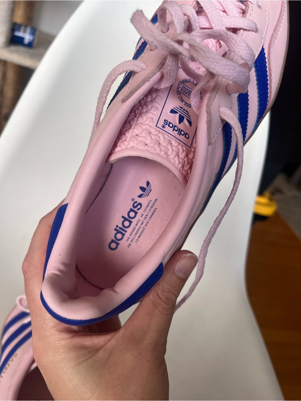 Adidas Originals Gazelle Indoor Sneaker Clear Pink Lucid Blue Size 6 - Picture 9 of 11